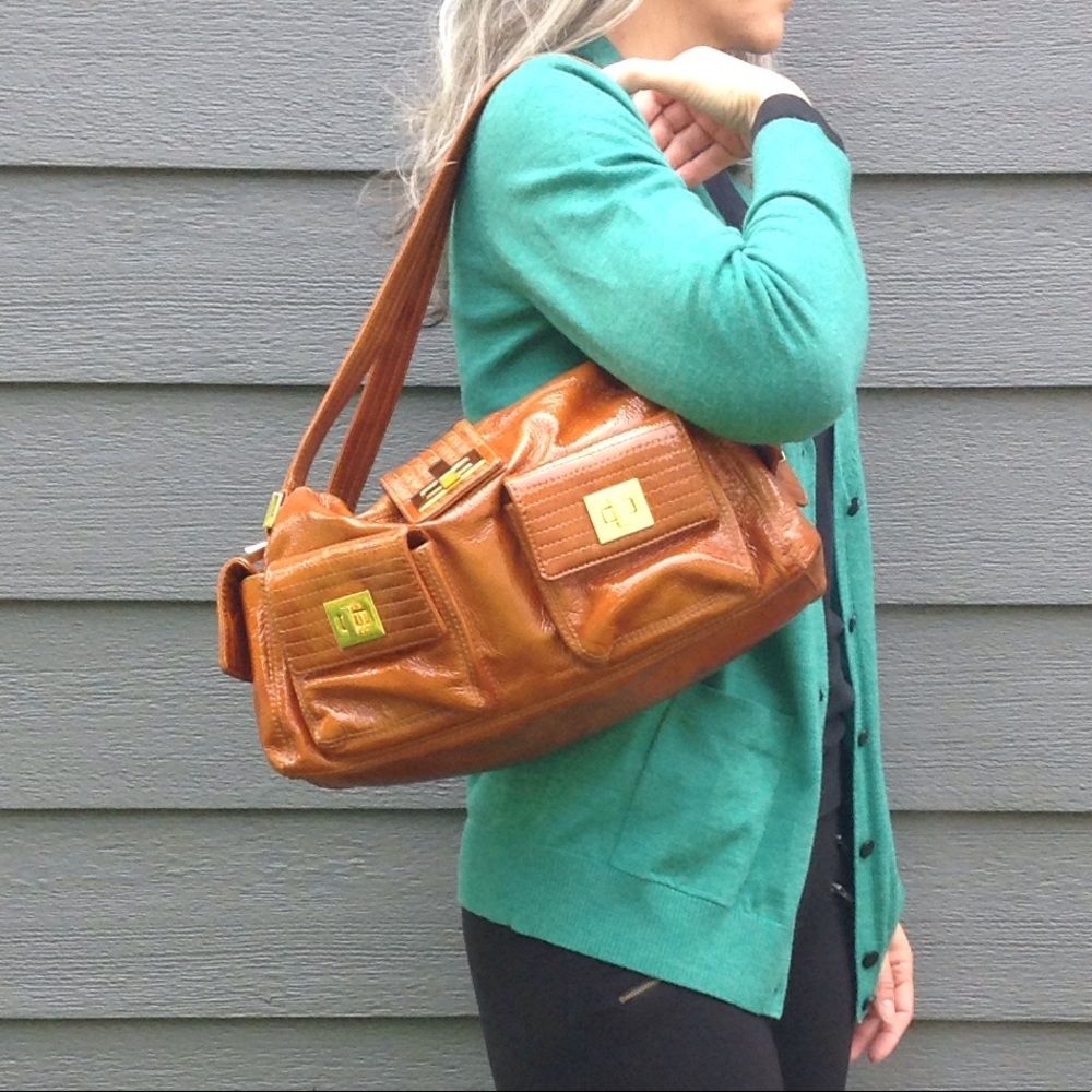 KOOBA brooke patent leather satchel bag purse